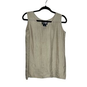 Stone Silks Sleeveless Tan 100% Silk Blouse, size S